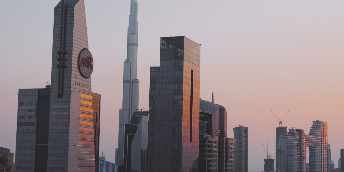 Rooftop skyline view of Dubai with modern high-rises