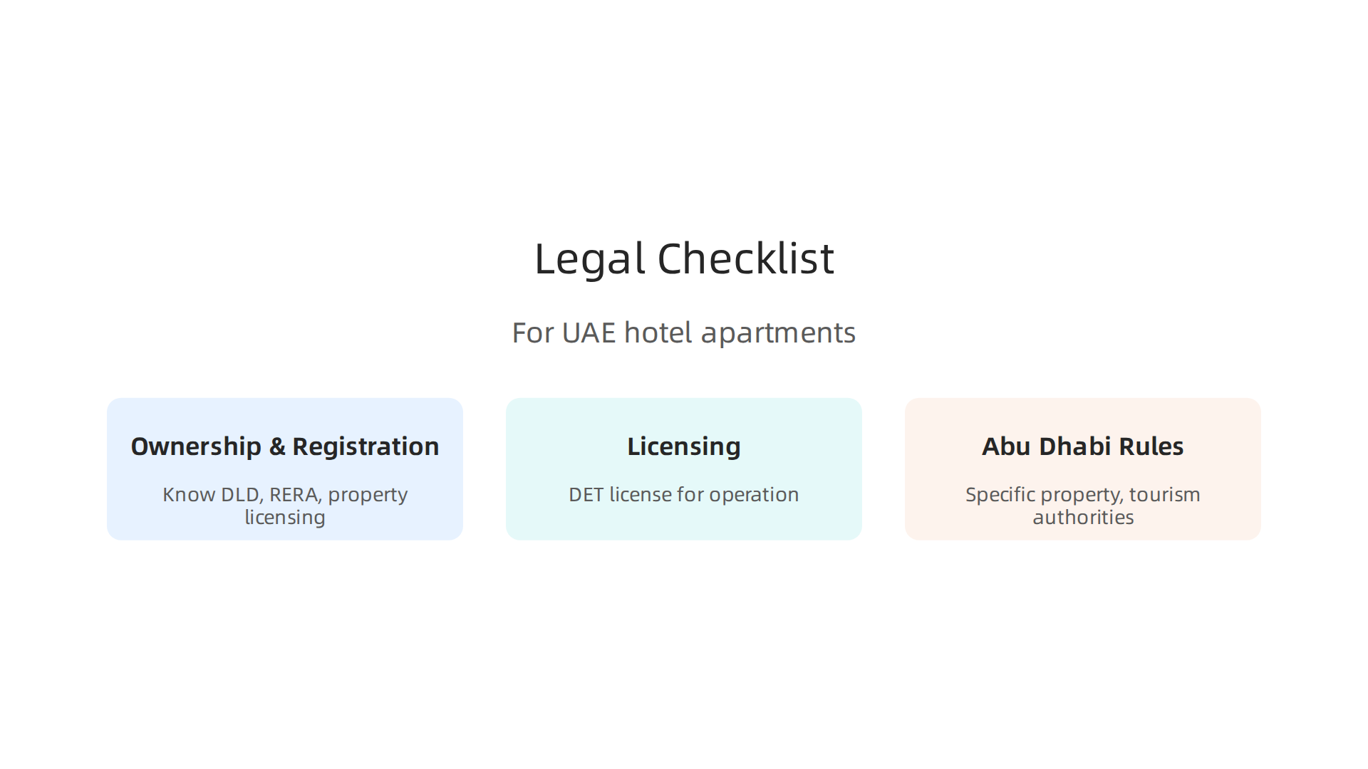 Important legal and regulatory aspects for investing in hotel apartments in the UAE.