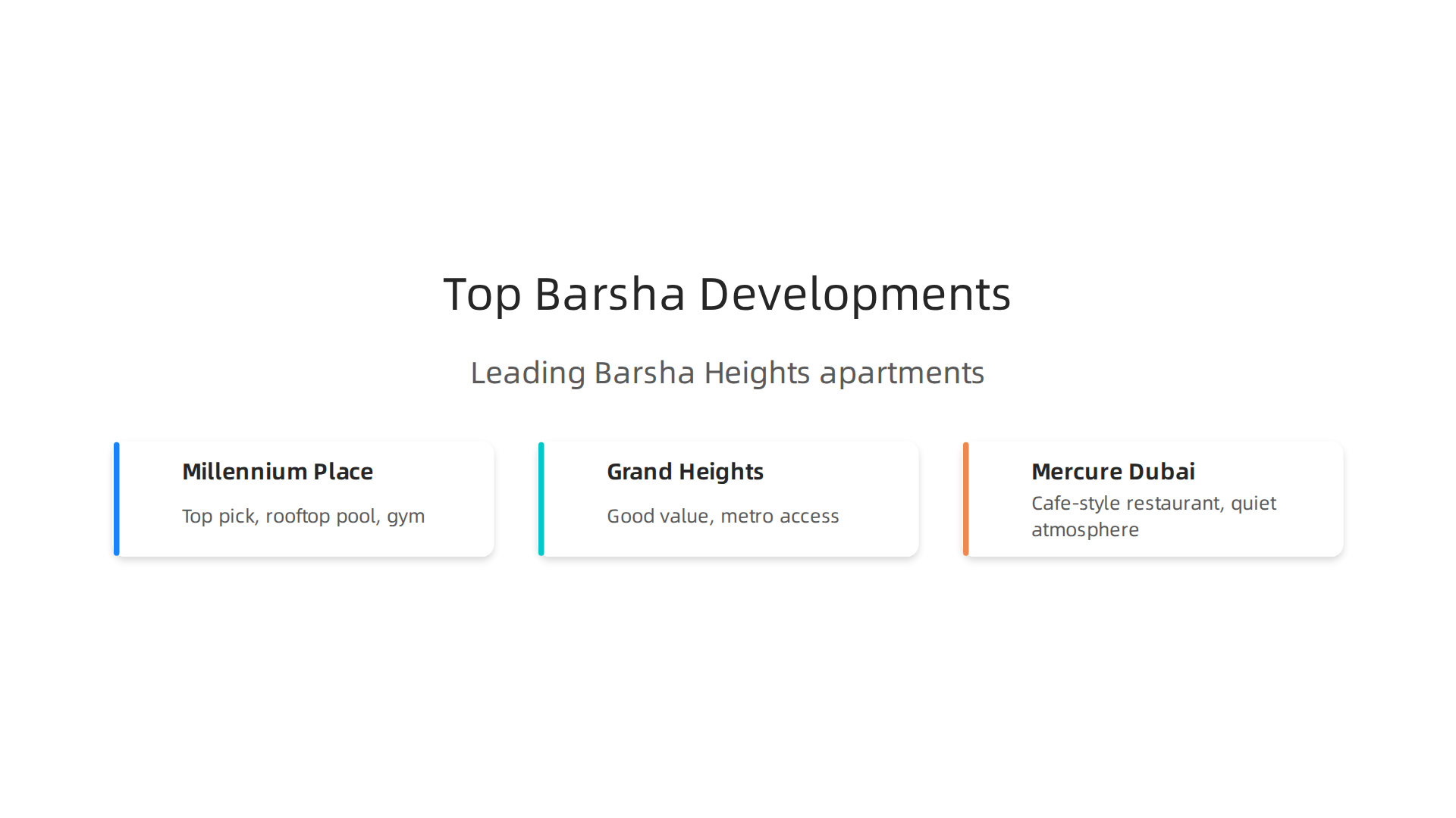 Leading hotel apartment buildings offering diverse amenities and services in Barsha Heights.
