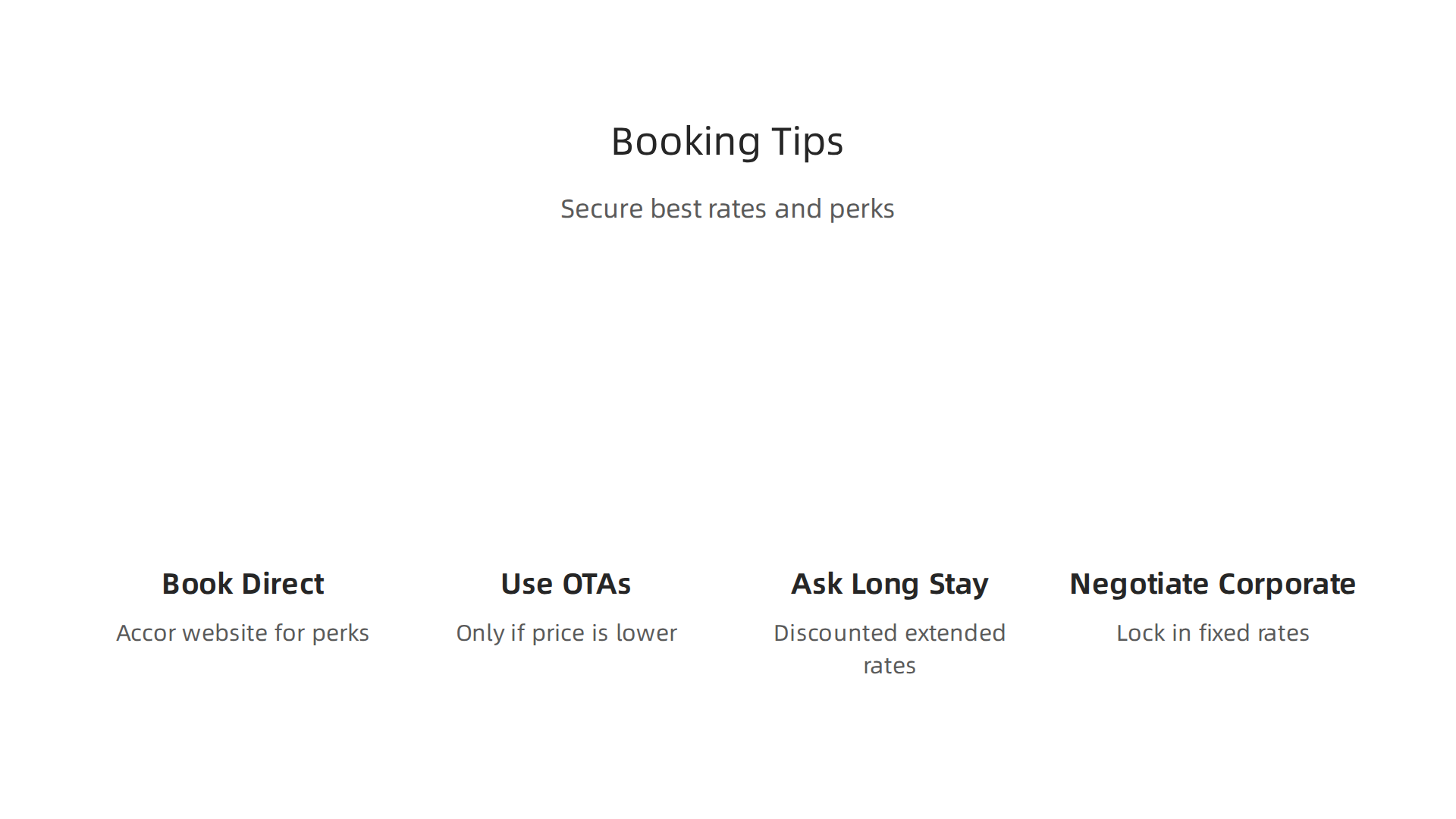 Handy tips for guests to secure the best rates and benefits when booking a stay at the Novotel World Trade Centre Dubai.