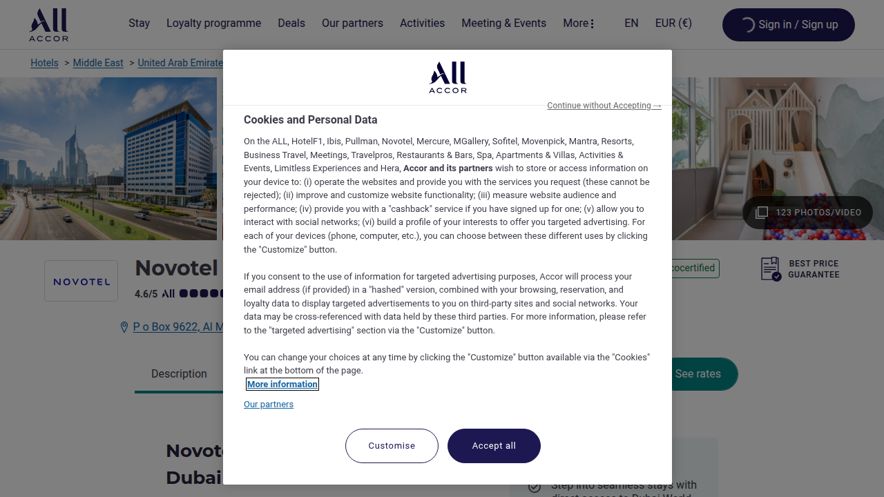Explore the official Accor page for Novotel World Trade Centre Dubai, detailing hotel services and direct booking options.
