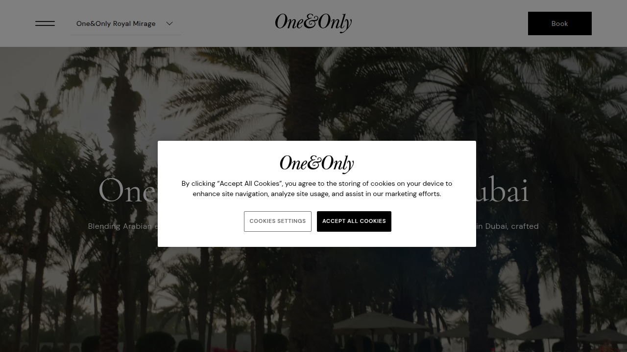 The official online presence of One&Only Royal Mirage, showcasing its luxurious beachfront estate.