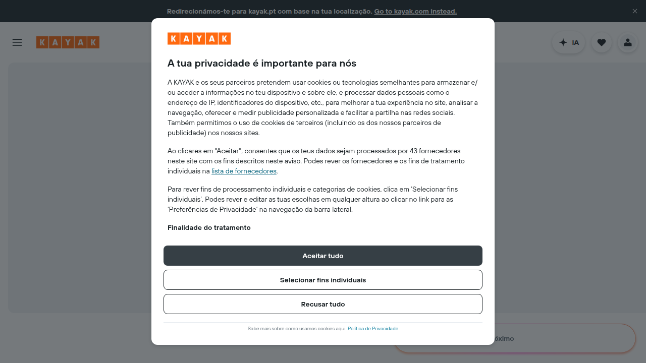A screenshot of Kayak's homepage, highlighting its meta-search capabilities for comparing travel prices.