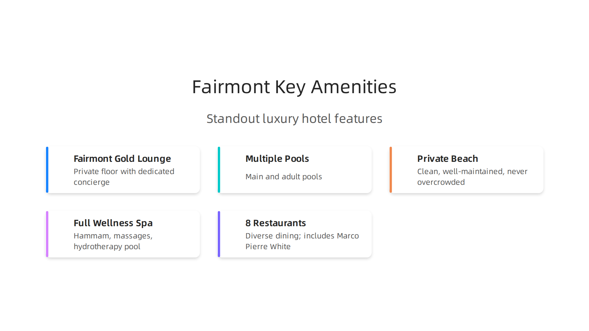 Discover the standout luxury amenities offered at Fairmont Bab Al Bahr, enhancing any guest's stay.