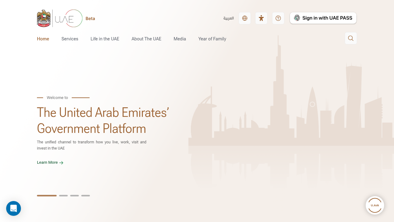 The official government portal for the UAE, offering information and services, including travel statistics.